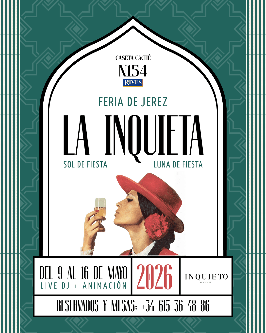 Cartel de La Inquieta · Caseta Nº154 · Feria de Jerez